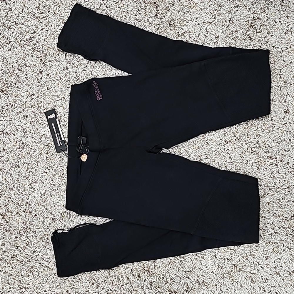 NWT Christian Audigier Leggings Black Moto Zip Extra Small XS Los Angeles
